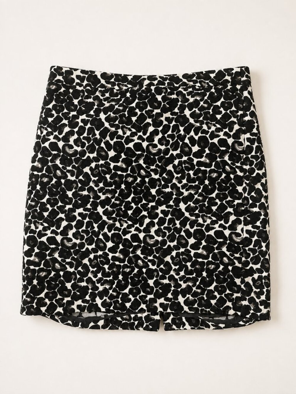J. Crew Black and White Leopard-Print Pencil Skirt